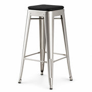 Glownary Alloy Silver Steel Backless Barstool with Magnetic Cushion