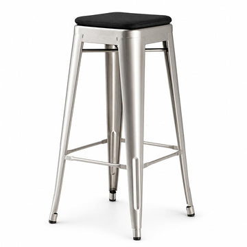 Glownary Alloy Silver Steel Backless Barstool with Magnetic Cushion