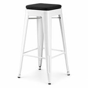 Glownary Alloy Pearl White Backless Barstool with Magnetic Cushion