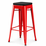 Glownary Alloy Ruby Red Backless Barstool with Magnetic Cushion