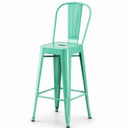 Glownary Alloy Aquamarine Steel Cafe Barstool with Back