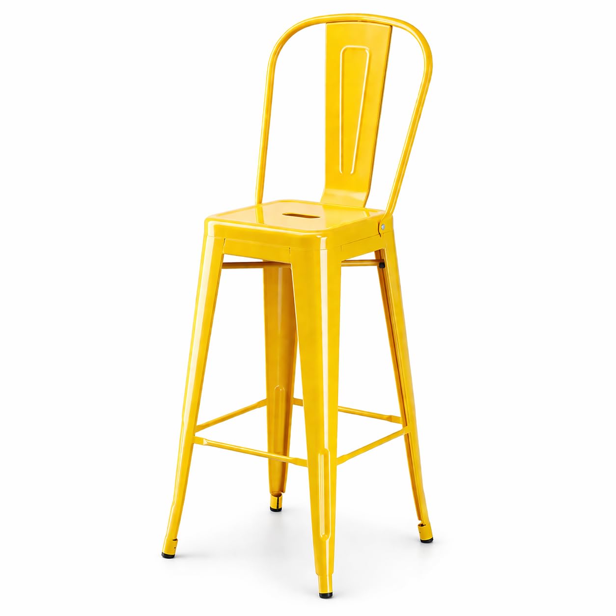Glownary Alloy Citrine Yellow Steel Outdoor Cafe Barstool