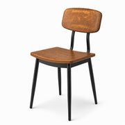 Glownary Mid-Century Black Steel Chair with Wood Seat
