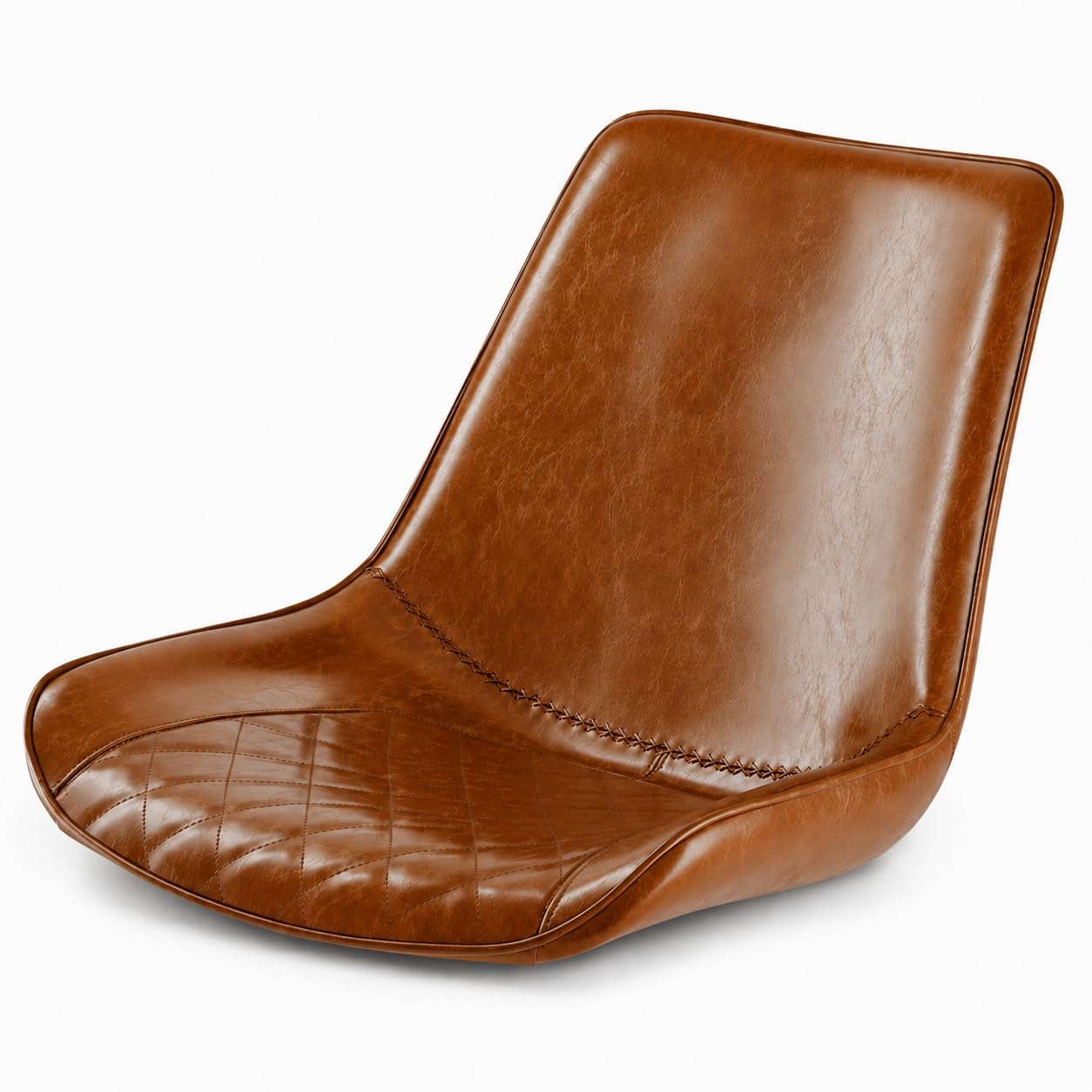 Glownary [2 Pack Mid-Century Cognac Vinyl Tufted Chair Cushion