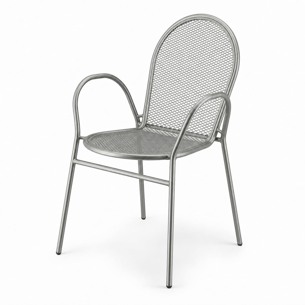 Glownary Harbor Gray Steel Mesh Outdoor Arm Chair