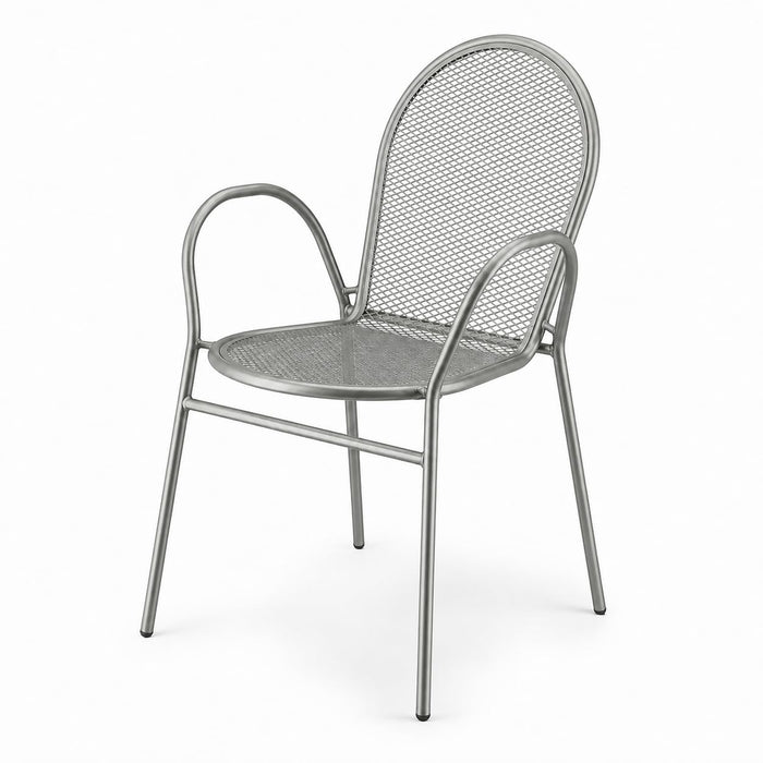 Glownary Harbor Gray Steel Mesh Outdoor Arm Chair