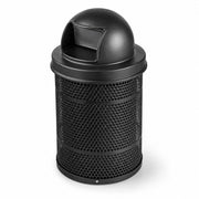 Glownary 32 Gallon Black Steel Perforated Outdoor Trash Can
