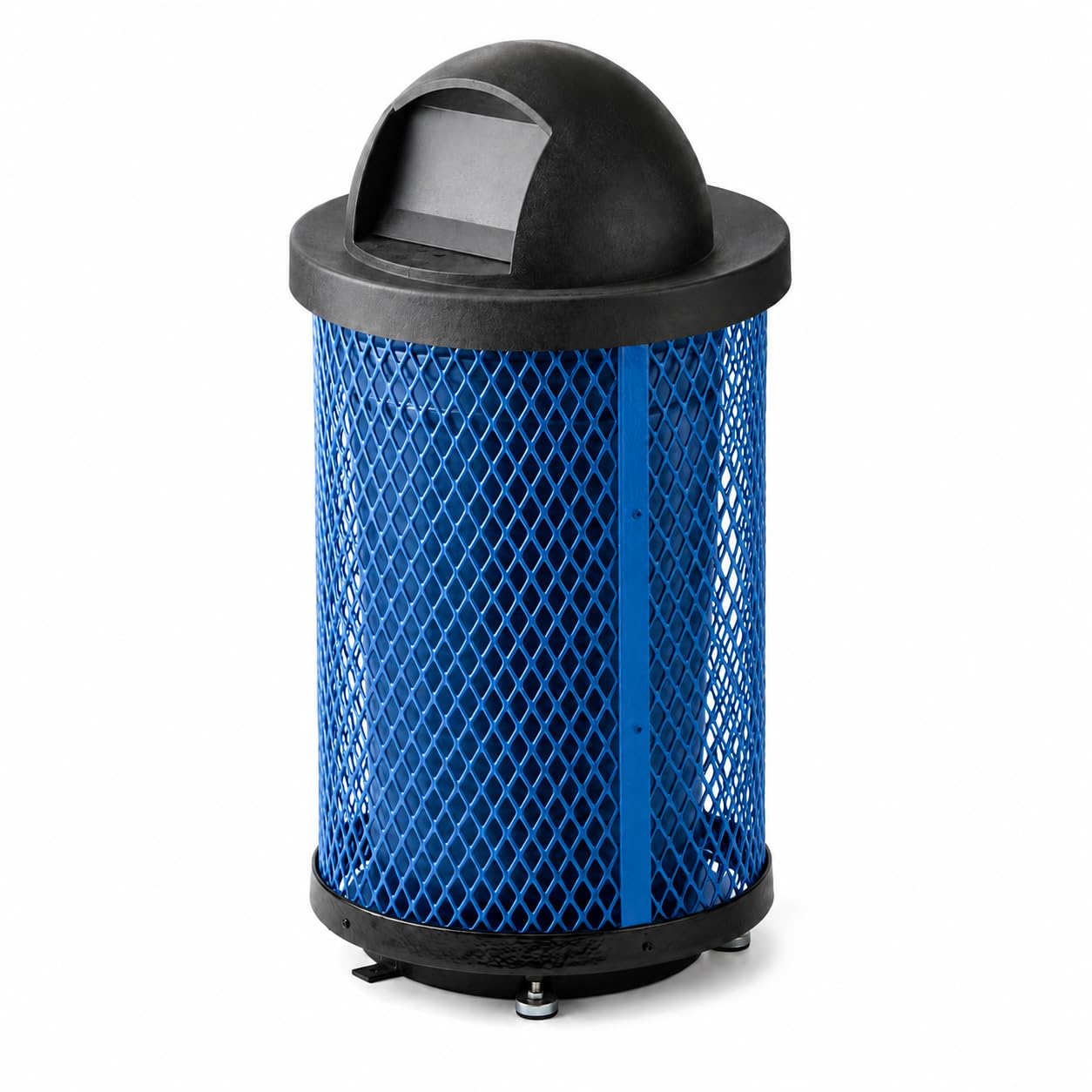 Glownary 36 Gallon Round Blue Expanded Steel Outdoor Trash Can