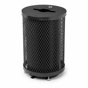Glownary 36 Gallon Round Black Expanded Steel Outdoor Trash Can