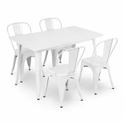 Glownary 48" x 30" Alloy Steel Outdoor Table & 4 Cafe Chairs, Pearl White