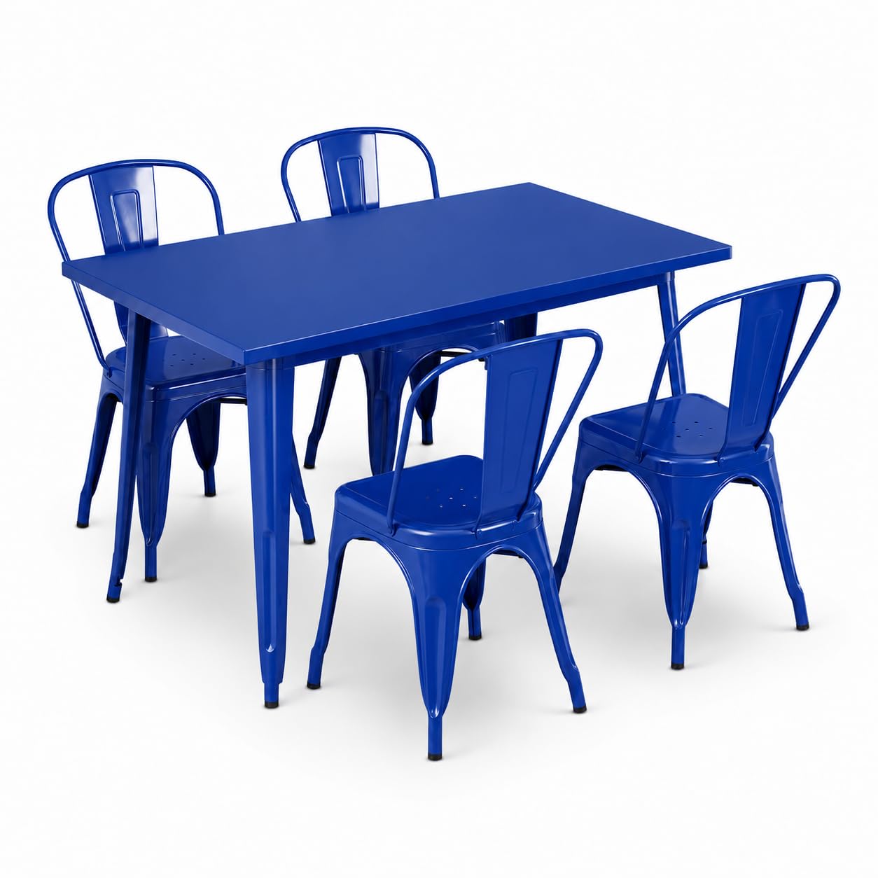 Glownary Alloy Steel Outdoor Table Set, Blue Quartz, 48" x 30"