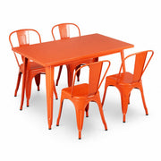 Glownary Alloy Steel Outdoor Table Set 48" x 30" Amber Orange