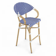 Glownary Bistro Blue & White Teslin Outdoor Arm Barstool