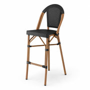 Glownary Bistro Outdoor Barstool, Black Teslin, Aluminum Frame