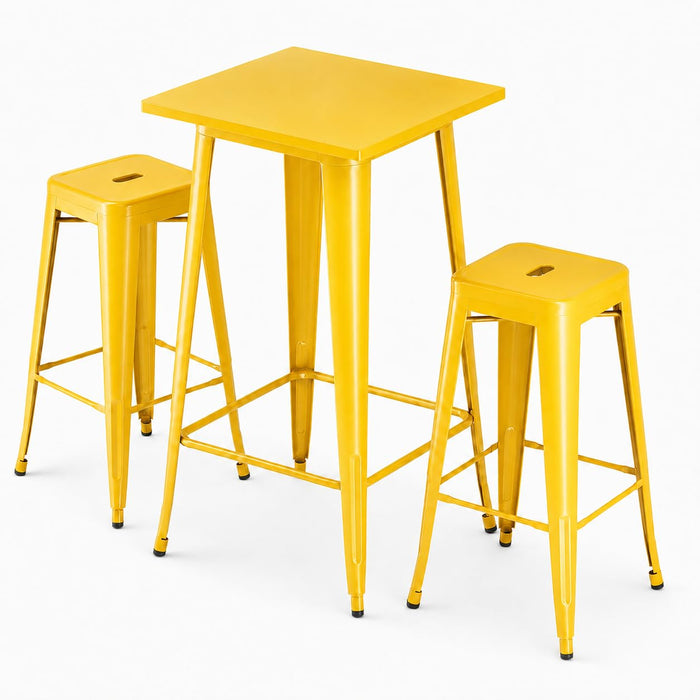 Glownary Alloy 24" x 24" Citrine Yellow Bar Height Table Set