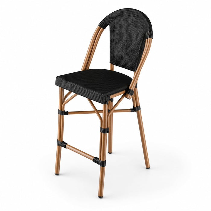 Glownary Bistro Black Teslin Counter Height Outdoor Side Stool