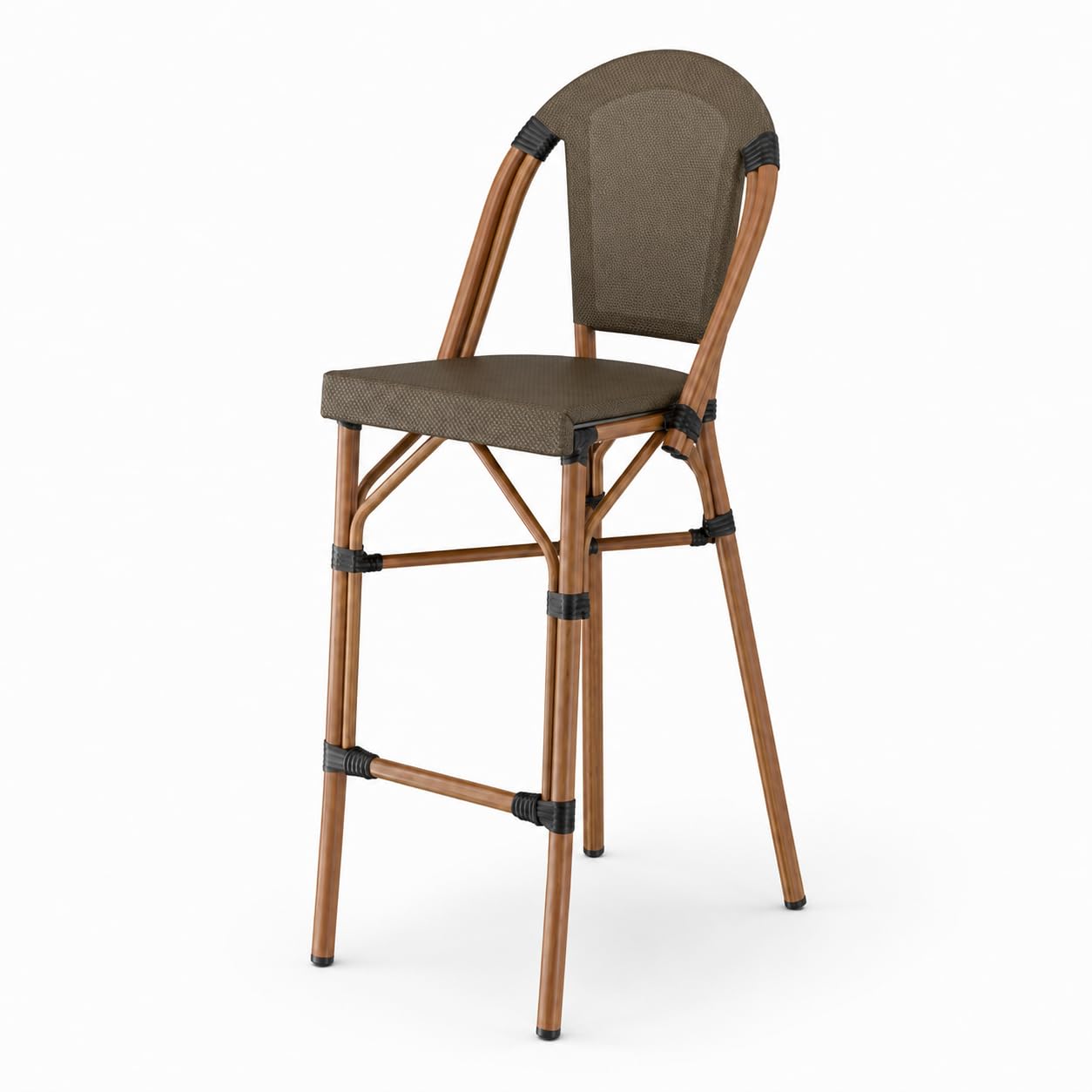Glownary Bistro Brown Teslin Outdoor Barstool, Aluminum Frame