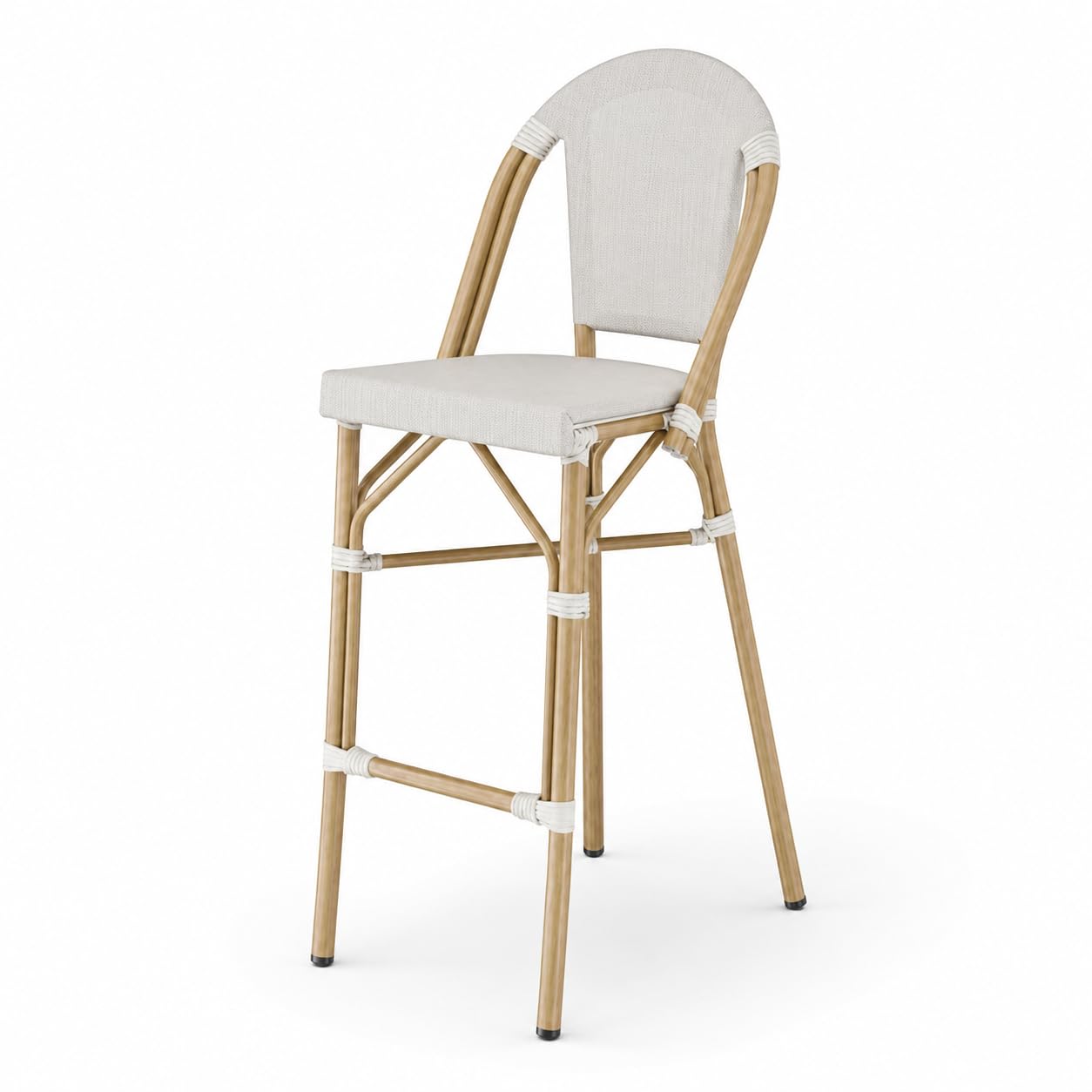 Glownary Bistro Gray Teslin Outdoor Barstool with Footrest