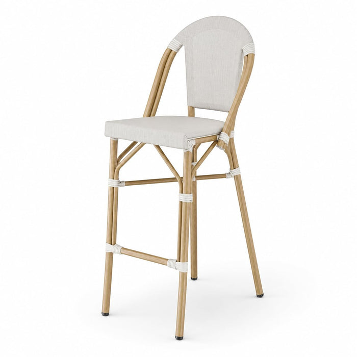 Glownary Bistro Gray Teslin Outdoor Barstool with Footrest