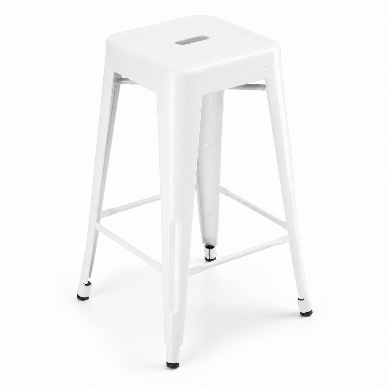 Glownary Alloy Pearl White Steel Backless Counter Height Stool