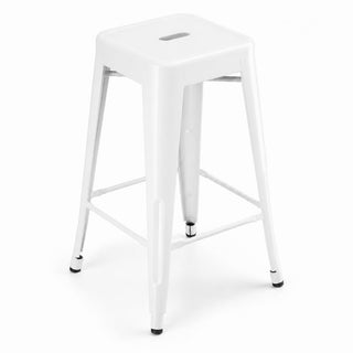 Glownary Alloy Pearl White Steel Backless Counter Height Stool