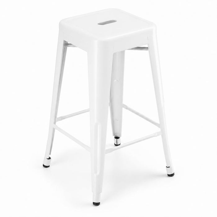 Glownary Alloy Pearl White Steel Backless Counter Height Stool