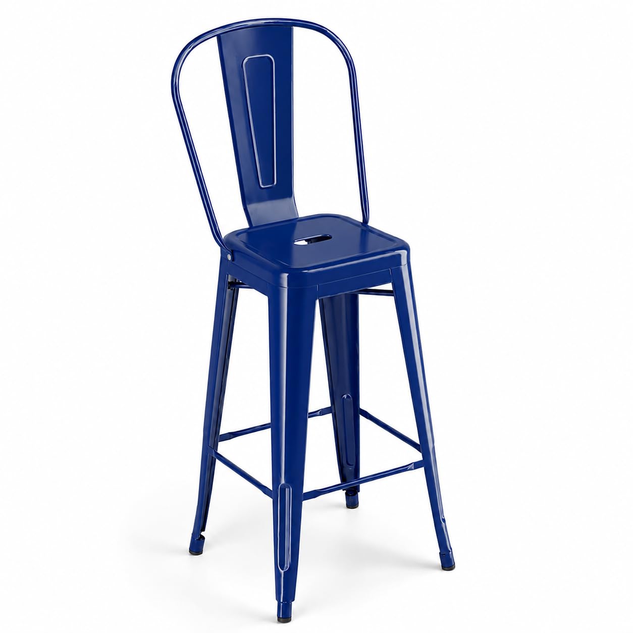 Glownary Alloy Sapphire Steel Outdoor Cafe Barstool 400 lb.