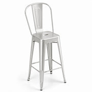 Glownary Alloy Silver Steel Indoor Cafe Barstool with Clear Coat