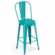 Glownary Alloy Teal Topaz Steel Outdoor Cafe Barstool 400 lb.
