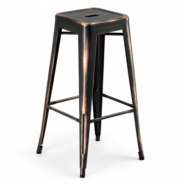 Glownary Alloy Distressed Copper Backless Bar Stool 30 in.