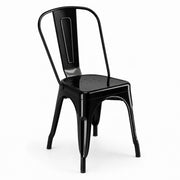 Glownary Alloy Onyx Black Outdoor Cafe Chair, Steel, 400 lb.