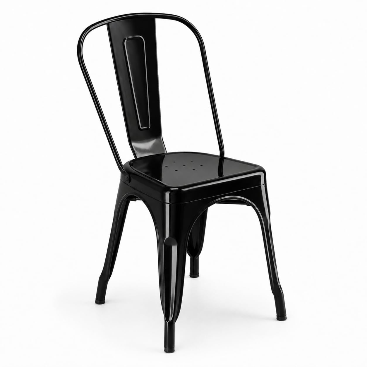 Glownary Alloy Onyx Black Outdoor Cafe Chair, Steel, 400 lb.