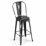 Glownary Alloy Steel Outdoor Cafe Barstool in Distressed Onyx Black