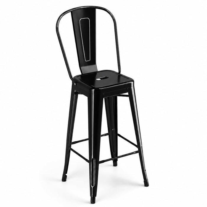 Glownary Alloy Onyx Black Steel Outdoor Cafe Barstool
