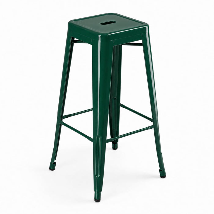 Glownary Alloy Emerald Green Steel Backless Barstool 30 in.