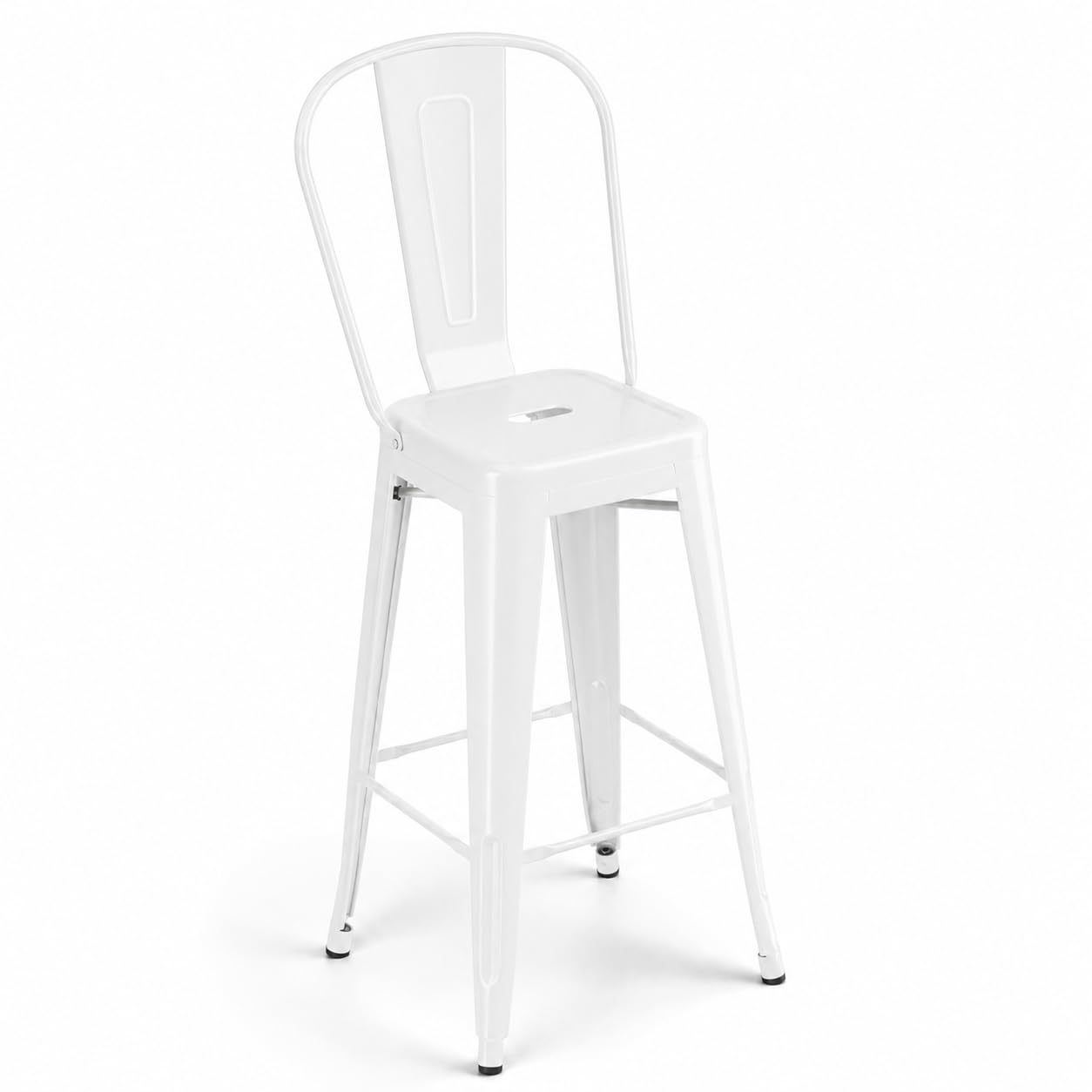 Glownary Alloy Steel Outdoor Cafe Barstool in Pearl White
