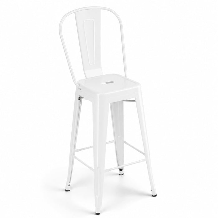 Glownary Alloy Steel Outdoor Cafe Barstool in Pearl White