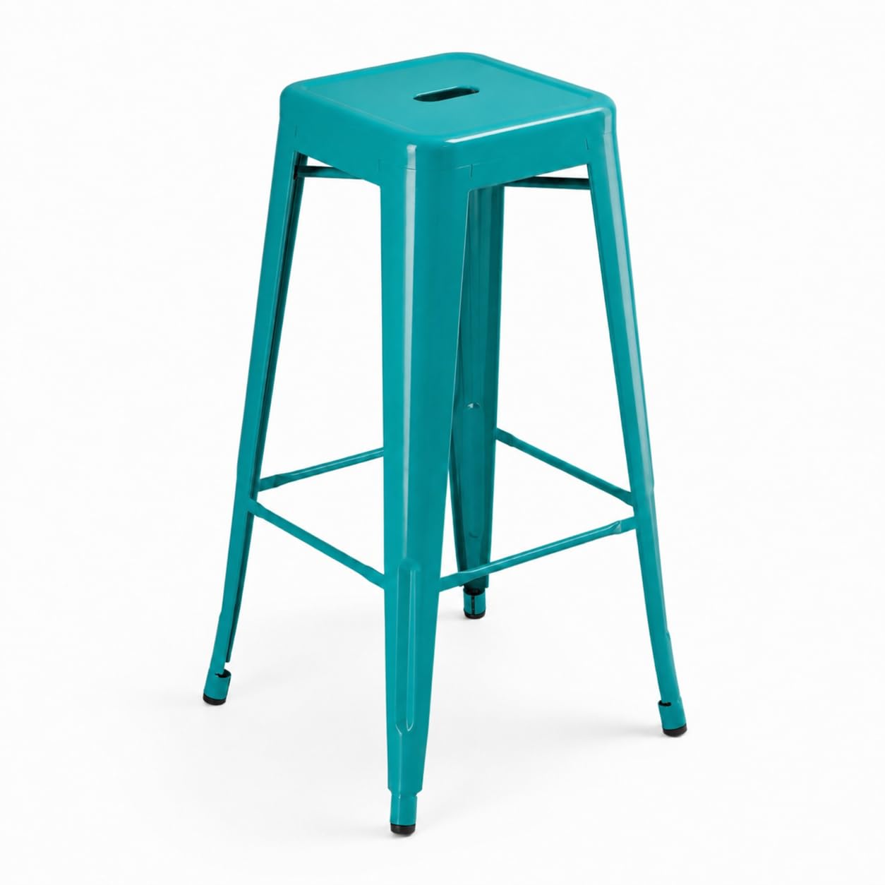 Glownary Teal Topaz Steel Outdoor Backless Barstool 400 lb.