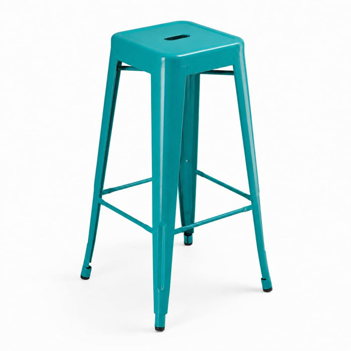 Glownary Teal Topaz Steel Outdoor Backless Barstool 400 lb.