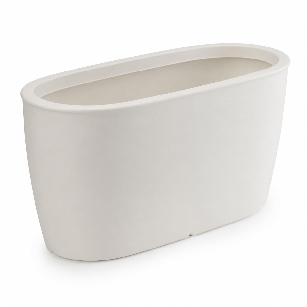 Glownary Marie Oval Planter, White Polyethylene, 31.5 x 15.75 x 16.87 Inches, 18 Gallon, UV-Resistant, Stackable, Indoor Outdoor Use