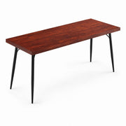 Glownary Mid-Century Butcher Block Table, 72 x 30 Inch, Mahogany Finish, Standard Height, Wood Top with Steel Base, Indoor Rectangle Table, Seats 6-8