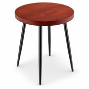 Glownary Mid-Century Round Butcher Block Table, 30 Inch Mahogany Finish, Standard Height Wood Top with Black Steel Base, Indoor Commercial Table for Restaurant Cafe Bar
