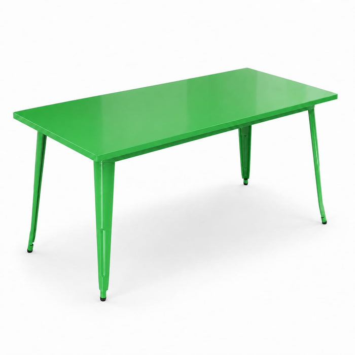 Glownary Alloy 63" x 32" Jade Green Steel Outdoor Dining Table