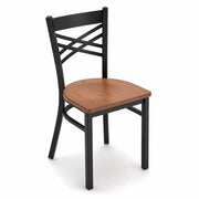 Glownary Cross Back Chair with Antique Walnut Wood Seat, Black