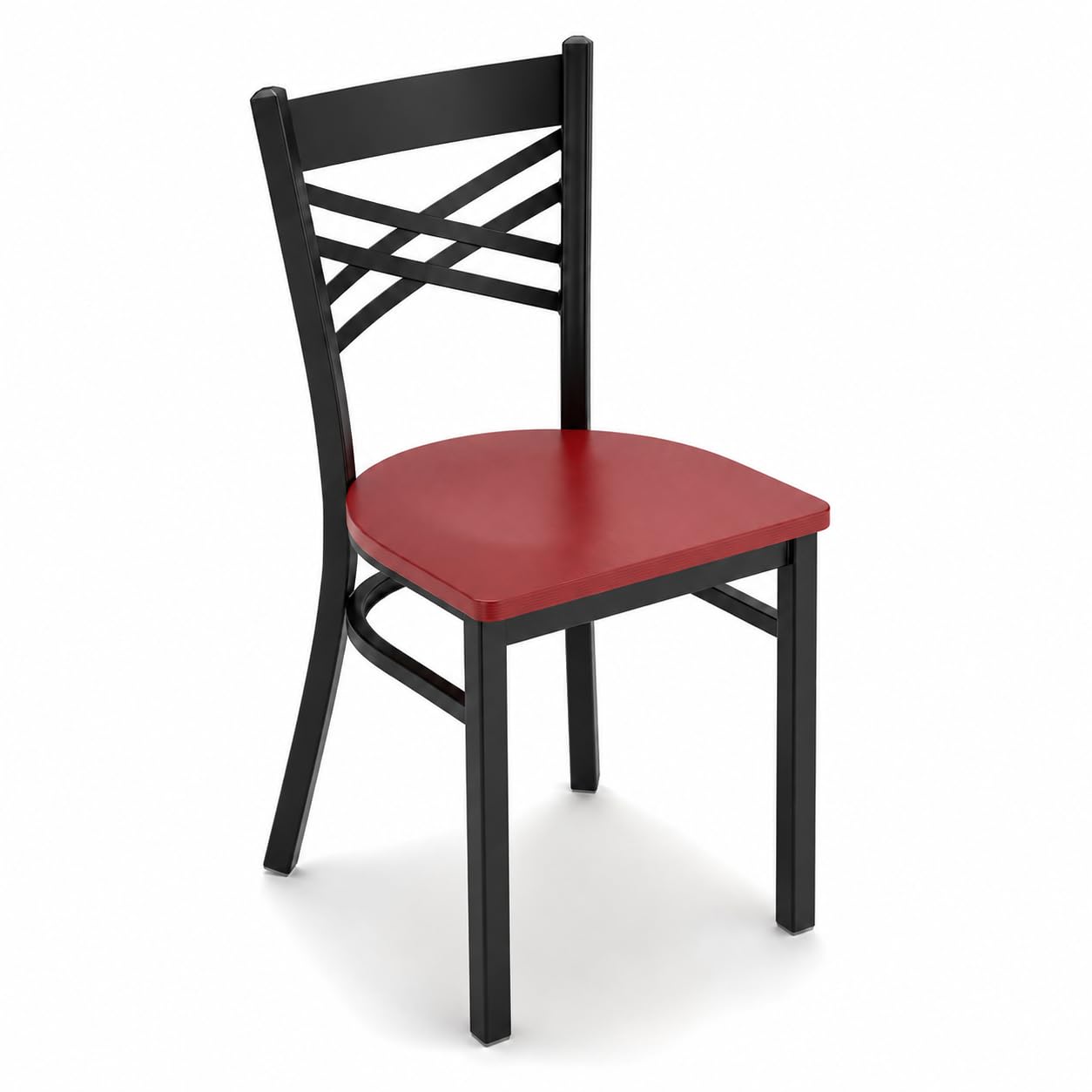 Glownary Cross Back Chair with Mahogany Wood Seat, Black Finish