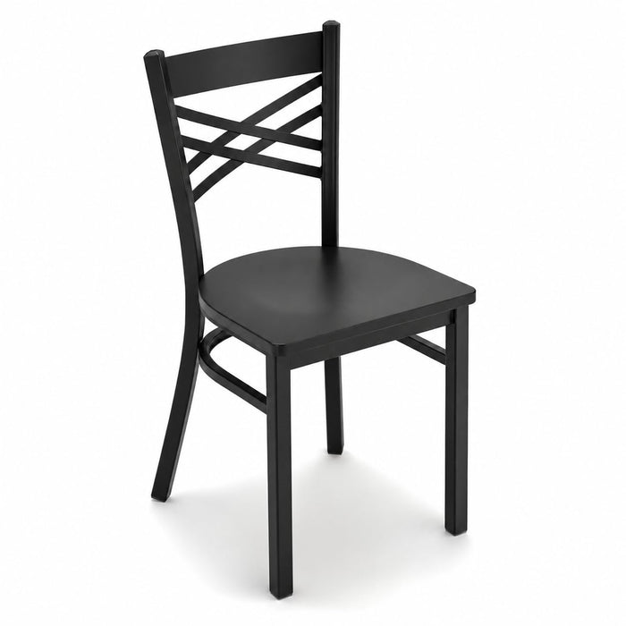 Glownary Cross Back Chair with Black Wood Seat, Black Finish