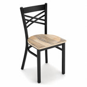 Glownary Cross Back Chair with Driftwood Seat, Black Finish