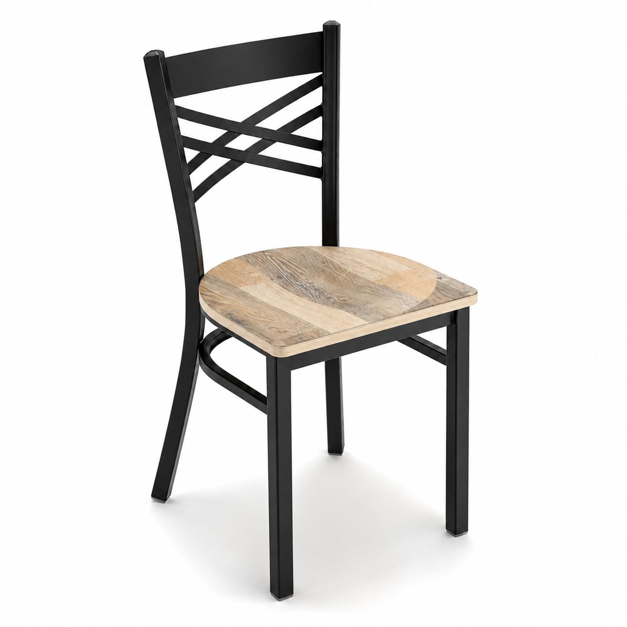 Glownary Cross Back Chair with Driftwood Seat, Black Finish