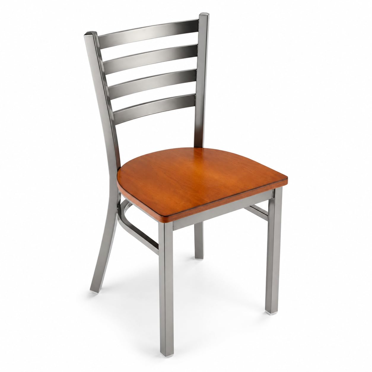 Glownary Clear Coat Ladder Back Chair with Antique Walnut Wood Seat