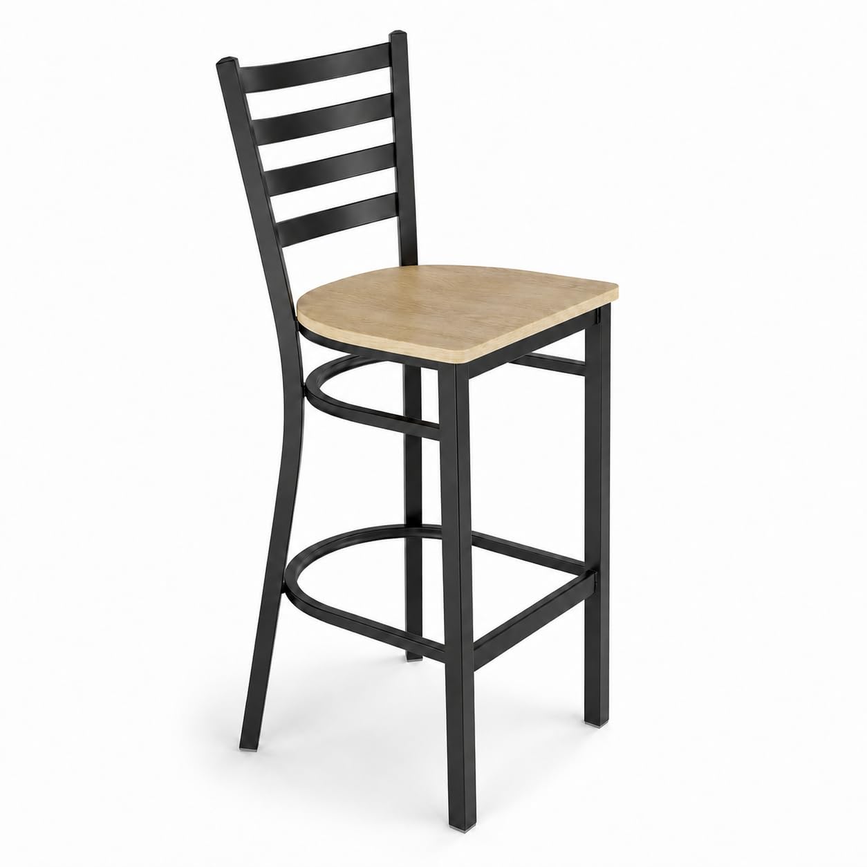 Glownary Ladder Back Bar Stool with Driftwood Seat, Black